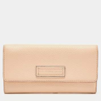 Pre Owned Marc by Marc Jacobs Peach Leather Too Hot To Handle Trifold Wallet