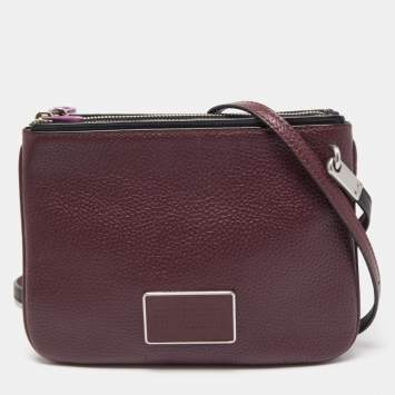 Pre Owned Marc by Marc Jacobs Plum Leather Ligero Double Percy Crossbody Bag