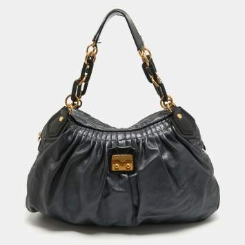 Pre Owned Marc by Marc Jacobs Metallic Grey Leather Hobo