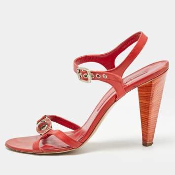 Pre Owned Marc by Marc Jacobs Red Leather Slingback Sandals Size 40