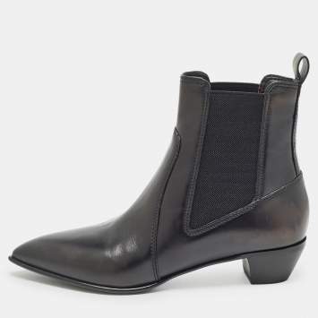 Pre Owned Marc by Marc Jacobs Black Leather Ankle Boots Size 36