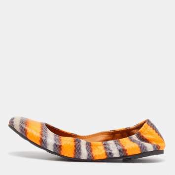 Pre Owned Marc by Marc Jacobs Multicolor Python Embossed Leather Ballet Flats Size 37