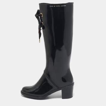 Pre Owned Marc by Marc Jacobs Black Rubber Rain Boots Size 37