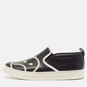 Pre Owned Marc by Marc Jacobs Black Leather Slip On Sneakers Size 38