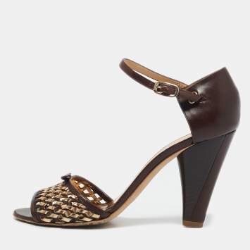 Marc by Marc Jacobs Brown/Gold Leather Ankle Strap Sandals Size 37.5