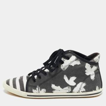 Pre Owned Marc by Marc Jacobs White/Black Canvas Polka Dot High Top Sneakers Size 36.5