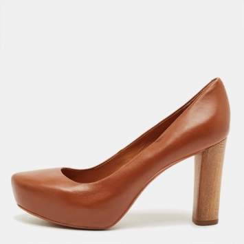 Pre Owned Marc by Marc Jacobs Brown Leather Platform Pumps Size 37