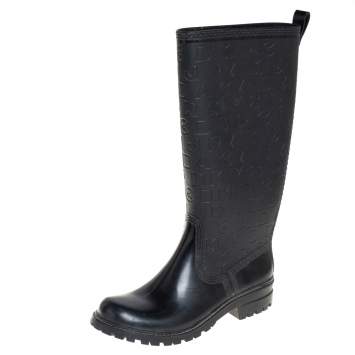 Pre Owned Marc by Marc Jacobs Black Rubber Alphabet Rain Boots Size 38