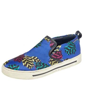 Pre Owned Marc by Marc Jacobs Multicolor Flower Print Fabric And Leather Slip On Sneakers Size 38