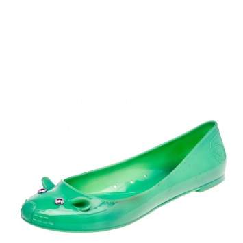 Pre Owned Marc by Marc Jacobs Green Jelly Mouse Ballet Flats Size 38