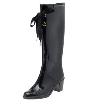 Pre Owned Marc by Marc Jacobs Black Rubber Rain Boots Size 37