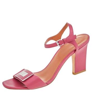 Pre Owned Marc by Marc Jacobs Pink Leather Ankle Strap Sandals Size 40