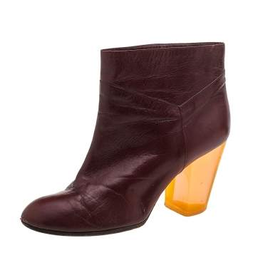 Pre Owned Marc by Marc Jacobs Burgundy Leather Ankle Length Boots Size 38