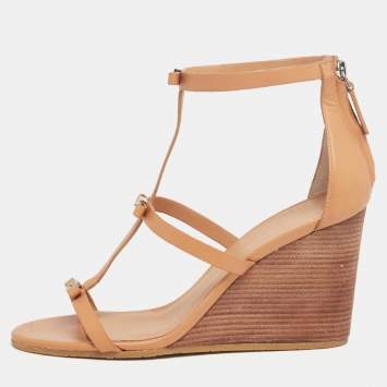 Pre Owned Marc by Marc Jacobs Brown Leather Wedge Sandals Size 39