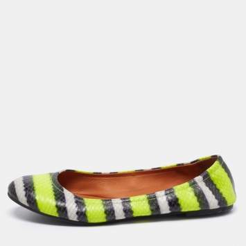 Pre Owned Marc by Marc Jacobs Multicolor Watersnake Embossed Leather Ballet Flats Size 38