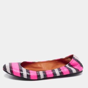 Pre Owned Marc by Marc Jacobs  Multicolor Watersnake Embossed Leather Ballet Flat Size 38