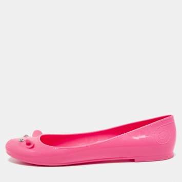 Pre Owned Marc by Marc Jacobs Neon Pink Rubber Mouse Ballet Flats Size 40