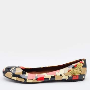 Pre Owned Marc by Marc Jacobs Multicolour Printed Patent Leather Ballet Flats Size 40