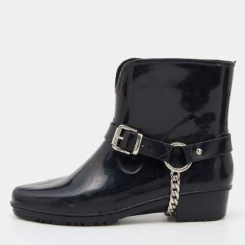 Pre Owned Marc by Marc Jacobs Black Rubber Rain Boots Size 38