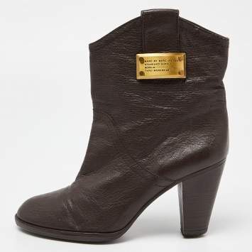 Pre Owned Marc by Marc Jacobs Brown Leather Ankle Boots Size 38