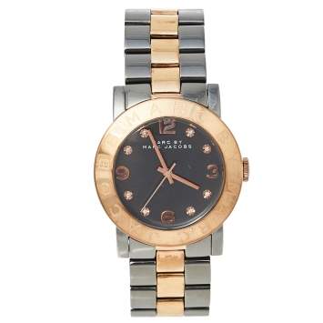 Pre Owned Marc by Marc Jacobs Grey Two-Tone Stainless Steel Amy MBM8597 Women's Wristwatch 36 mm