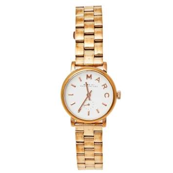 Pre Owned Marc by Marc Jacobs White Gold Tone Stainless Steel MBM3248 Women's Wristwatch 28 mm
