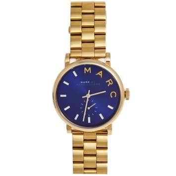 Pre Owned Marc by Marc Jacobs Blue Gold Plated Stainless Steel MBM3343 Women's Wristwatch 36 mm