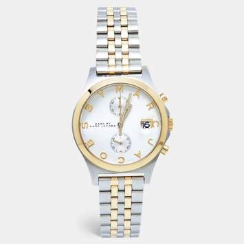 Pre Owned Marc by Marc Jacobs White Two-Tone Stainless Steel MBM3381 Women's Wristwatch 38 mm