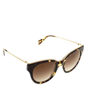 Pre Owned Marc Jacobs Brown Tortoise Gradient Marc 165/S Twisted Temple Cat Eye Sunglasses