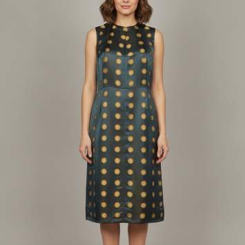 مملوكة مسبقًا Marc Jacobs Vintage Teal Jacquard Silk Polka-Dot Sleeveless Midi Dress L