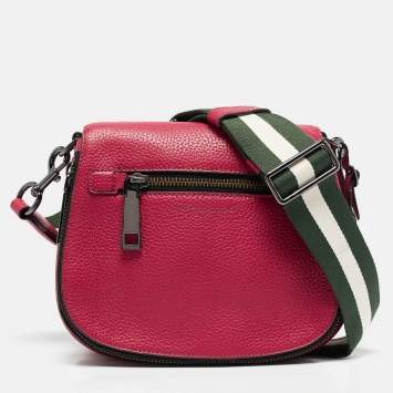 Pre Owned Marc Jacobs Fuchsia Leather Recruit Nomad Saddle Shoulder Bag