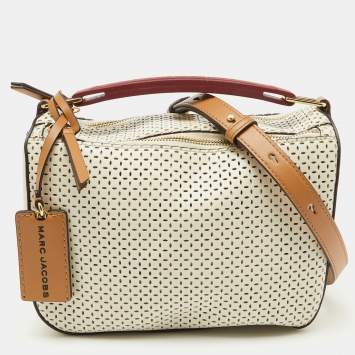 Pre Owned Marc Jacobs Ivory White Perforated Leather The Soft Box 23 Shoulder Bag