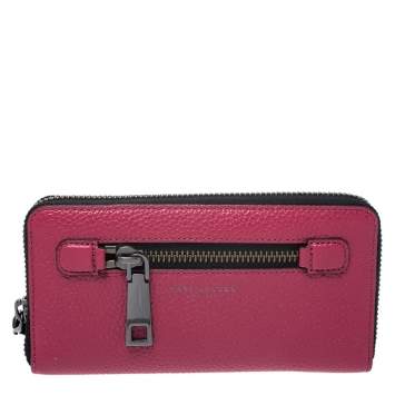 Pre Owned Marc Jacobs Raspberry Pink Leather Gotham Zip Around Wallet