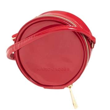 Pre Owned Marc Jacobs Red Patent Leather Round Crossbody Bag