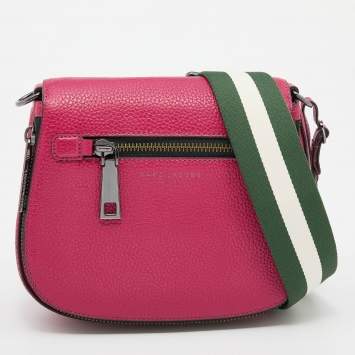 Pre Owned Marc Jacobs Raspberry Leather Recruit Nomad Saddle Shoulder Bag