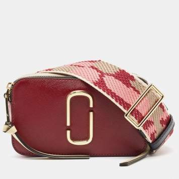 Pre Owned Marc Jacobs Red/Pink Saffiano Leather Snapshot Camera Crossbody Bag