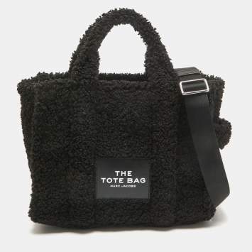 Pre Owned Marc Jacobs Black Faux Fur Medium The Tote Bag
