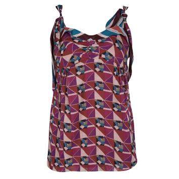 Pre Owned Marc Jacobs Multicolor Geometric Print Sleeveless Tie Detail Cotton Top M 