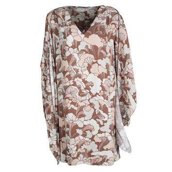Pre Owned Marc Jacobs Floral Printed Long Sleeve V-Neck Tunic and Scarf Set M