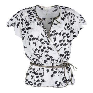 Pre Owned Marc Jacobs White Animal Figure Print Wrap Top M