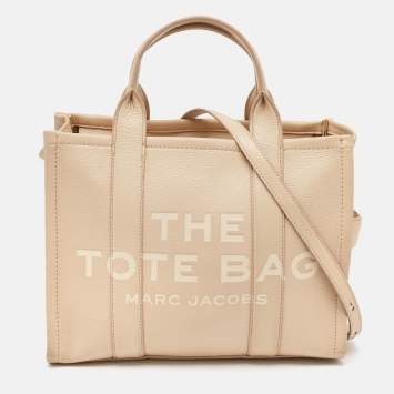 Pre Owned Marc Jacobs Beige Leather Medium The Tote Bag 