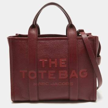 Pre Owned Marc Jacobs Burgundy Leather Medium The Tote Bag
