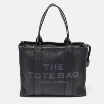 Pre Owned Marc Jacobs Black Leather Large The Tote Bag