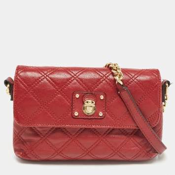 Pre Owned Marc Jacobs Red Quilted  Leather The Small Single Flap Bag