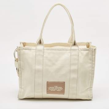 Pre Owned Marc Jacobs Cream Canvas Large The Tote Bag