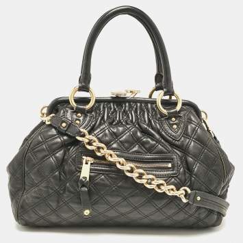 Pre Owned Marc Jacobs Black Quilted Leather Stam Satchel