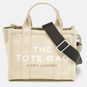 Pre Owned Marc Jacobs Beige/Light Green Canvas Small The Tote Bag