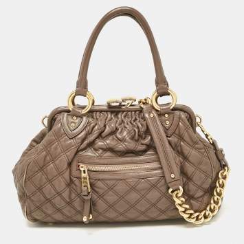 Pre Owned Marc Jacobs Brown Quilted Leather Stam Satchel