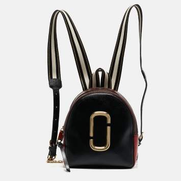 Pre Owned Marc Jacobs Black/Red Leather Pack Shot Backpack