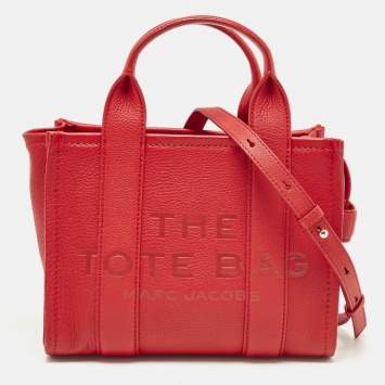 Pre Owned Marc Jacobs Red Leather Small The Tote Bag